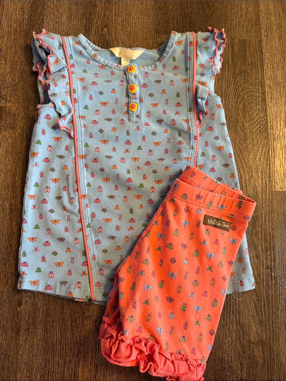 Matilda Jane Blue Insect/Bug Top and shorts SZ 6
